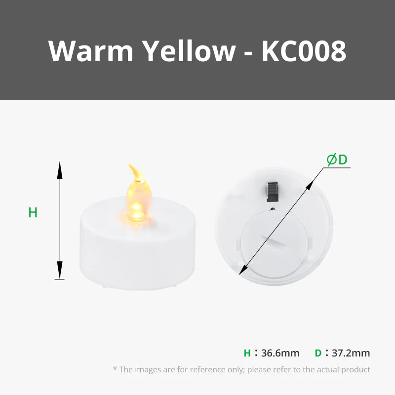 D37.2x36.6mm LED Flame Tea Light Candle Set (12pcs)