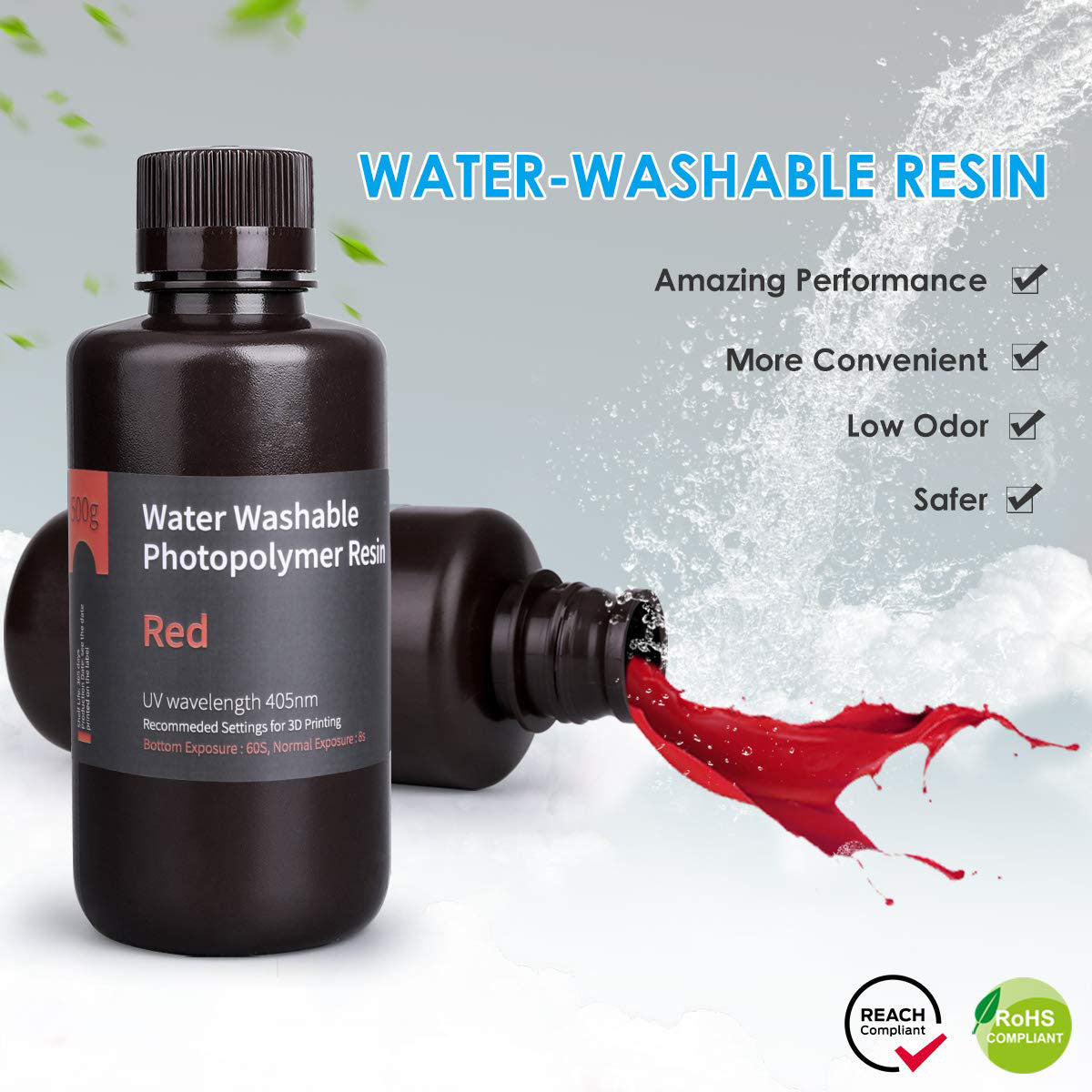 ELEGOO - Résine Water Washable - Rouge (Red) - 1 kg