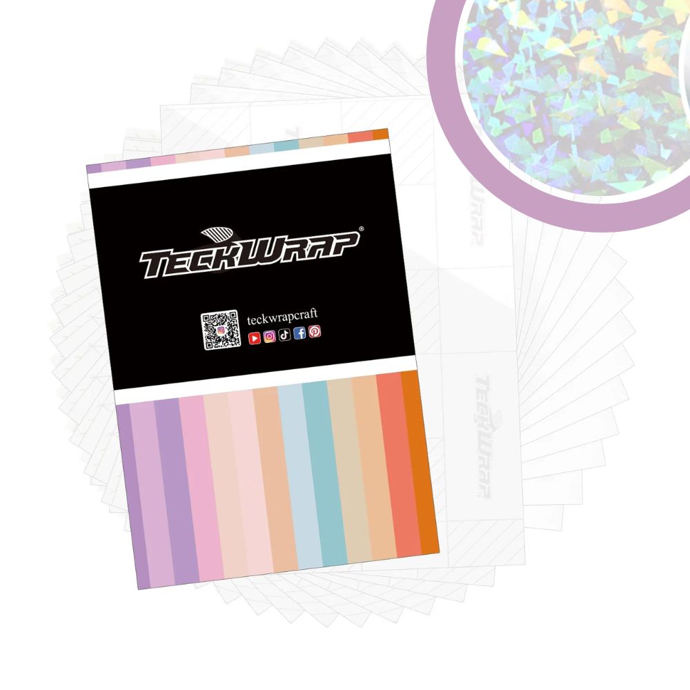 TeckWrapCraft - Stickers - 15 Feuilles Holographique Fleurs A4 - 20 x 30 cm