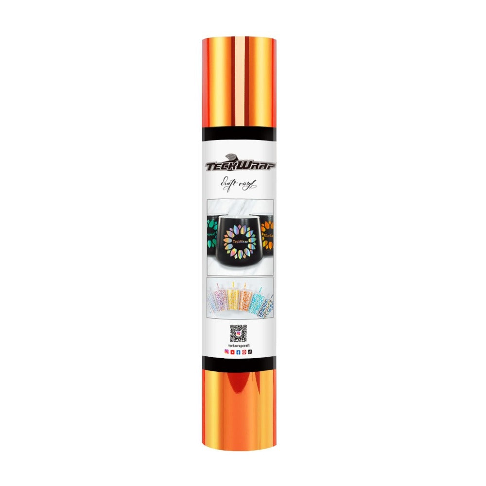 TeckWrapCraft - Opal - Vinyle Adhésif - Orange Fluo - 1,5 m x 30 cm métalissé