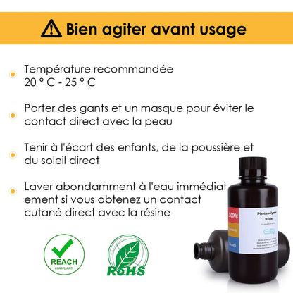 ELEGOO - Résine UV ABS-Like - Bleu Translucide (Clear Blue) - 1 kg