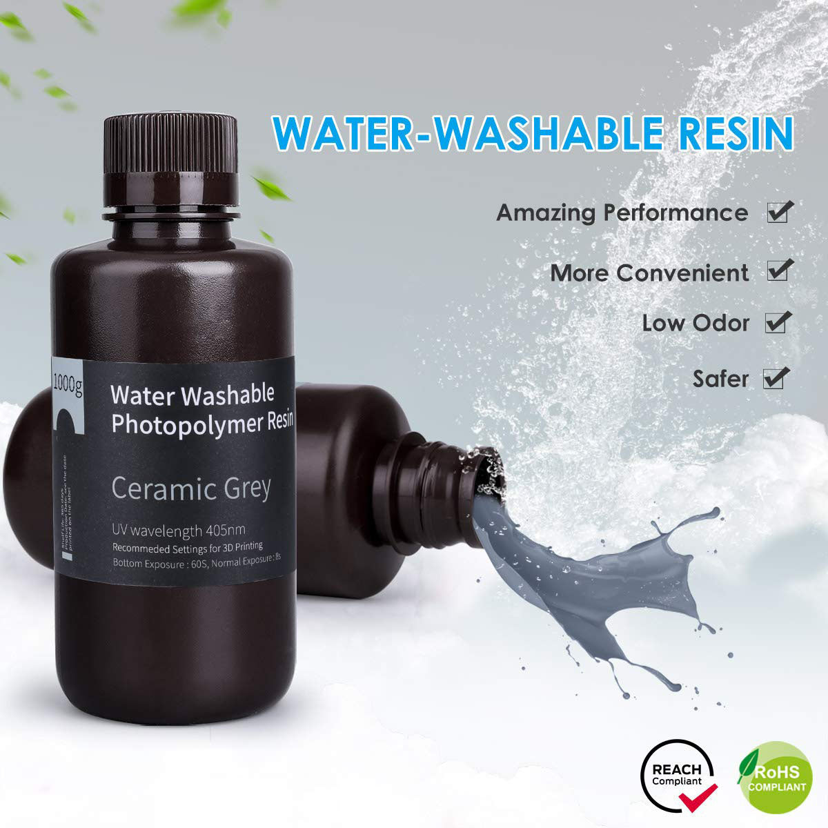 ELEGOO - Résine Water Washable - Gris Céramique (Ceramic Grey) - 1 kg