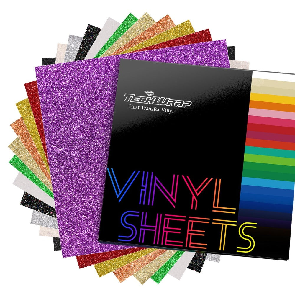 TeckWrapCraft - Glitter HTV - Thermocollant Pailleté - Pack 11 feuilles