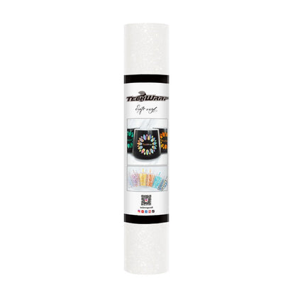 TeckWrapCraft - Glitter - Vinyle Adhésif Pailleté - Blanc - 1,5 m
