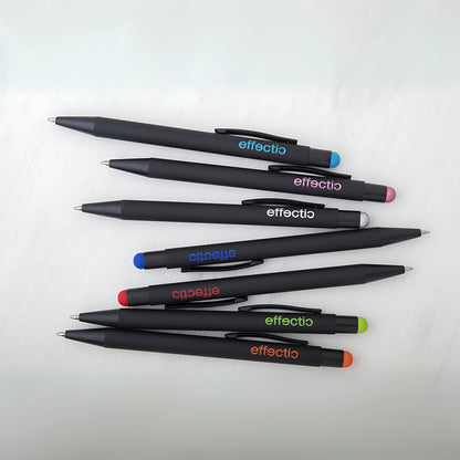 MissKraft -  5 Stylos à bille à graver Pearly Noir embout Bleu Clair