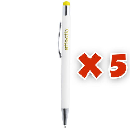 MissKraft -  5 Stylos à bille à graver Wirly Blanc embout Jaune