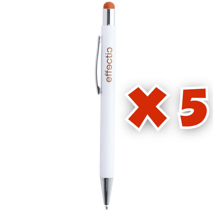 MissKraft - 5 Stylos à bille à graver Wirly Blanc embout Orange