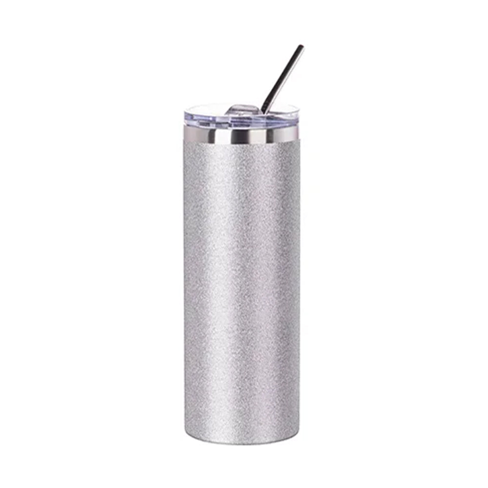 MissKraft Sublimation | Verre en Acier avec Paille | Argent | 600 ml
