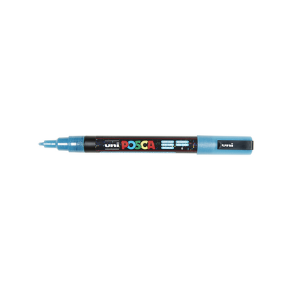 POSCA - Marqueur Pointe Conique Fine - Bleu Clair Pailleté