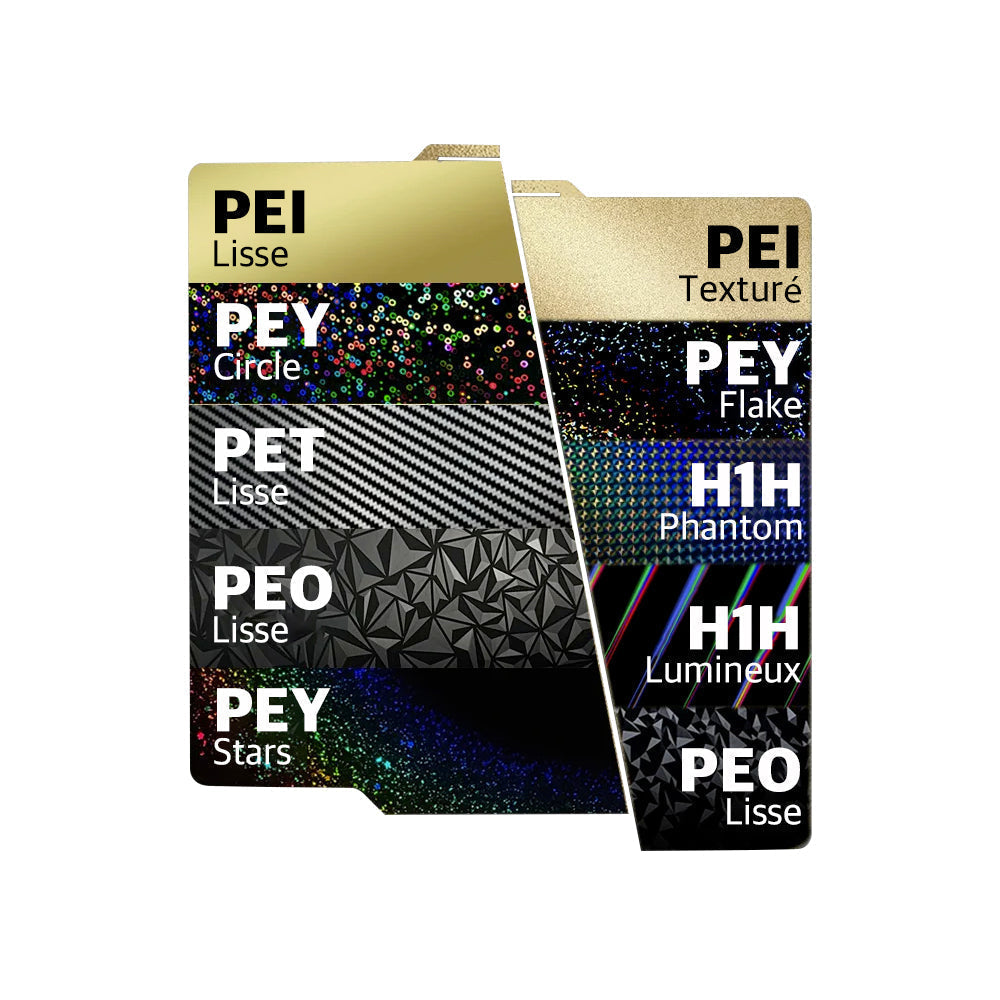Ziflex - Plateau d'Impression pour Bambu Lab Séries X1/X2/P1/P2/A1 - PEY Circle & PEI Textured  - 257 x
