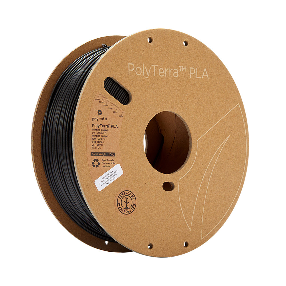 Polymaker - PolyTerra PLA - Noir Charbon (Charcoal Black) - 1,75 mm - 1 kg ST
