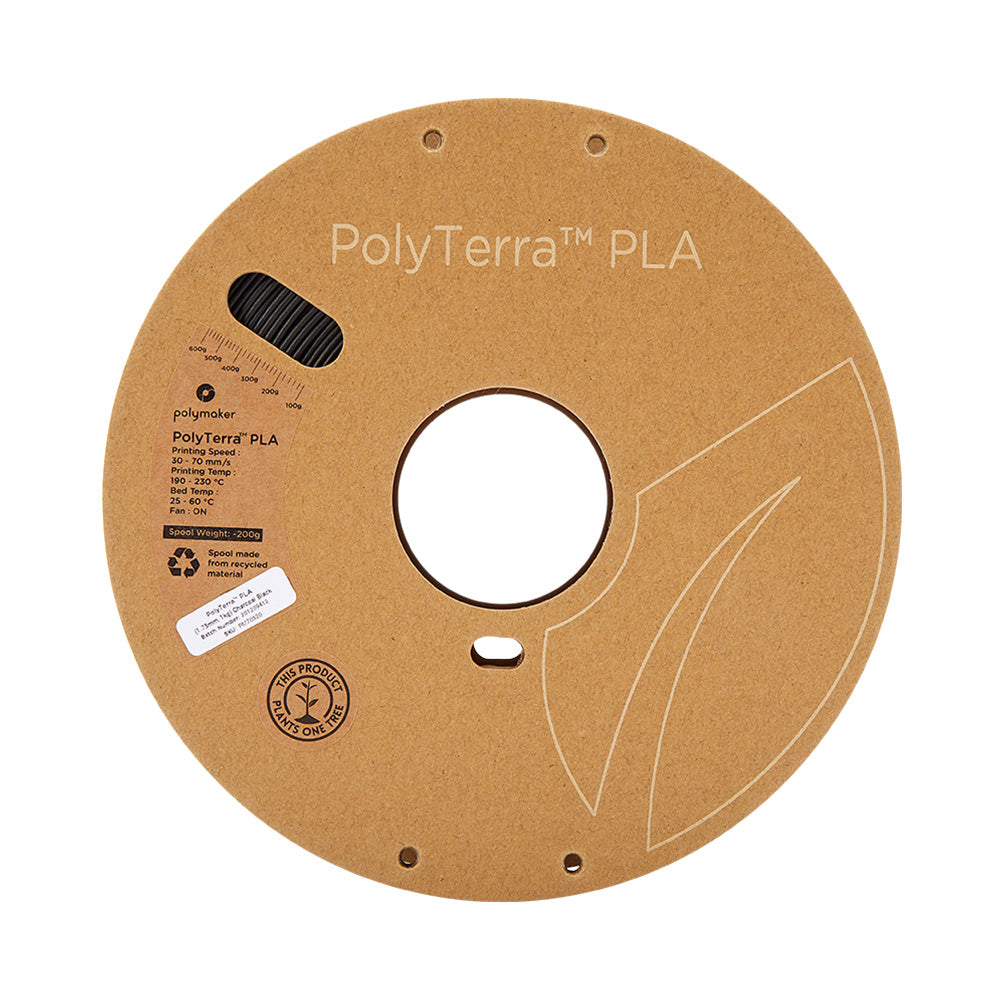 Polymaker - PolyTerra PLA - Noir Charbon (Charcoal Black) - 1,75 mm - 1 kg ST