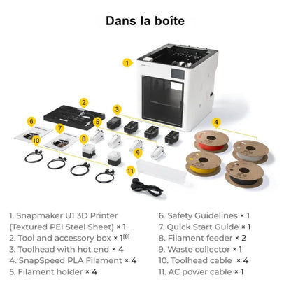 Snapmaker - U1 - Imprimante 3D Multi-Couleurs à 4 Têtes d'Impression ST