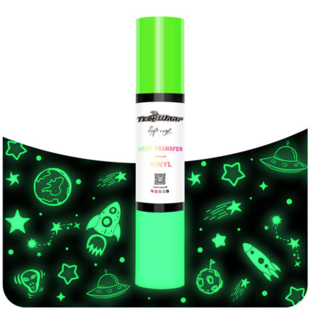TeckWrapCraft - Vinyle Phosphorescent - Glow in the Dark Vert - 25 cm x 1,5 m
