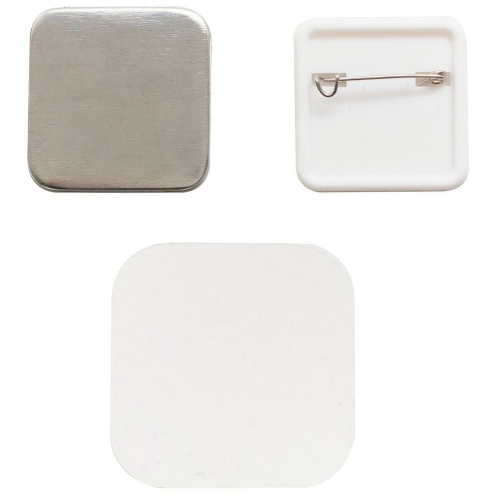 10 Badges Carrés Moyens - 32 mm